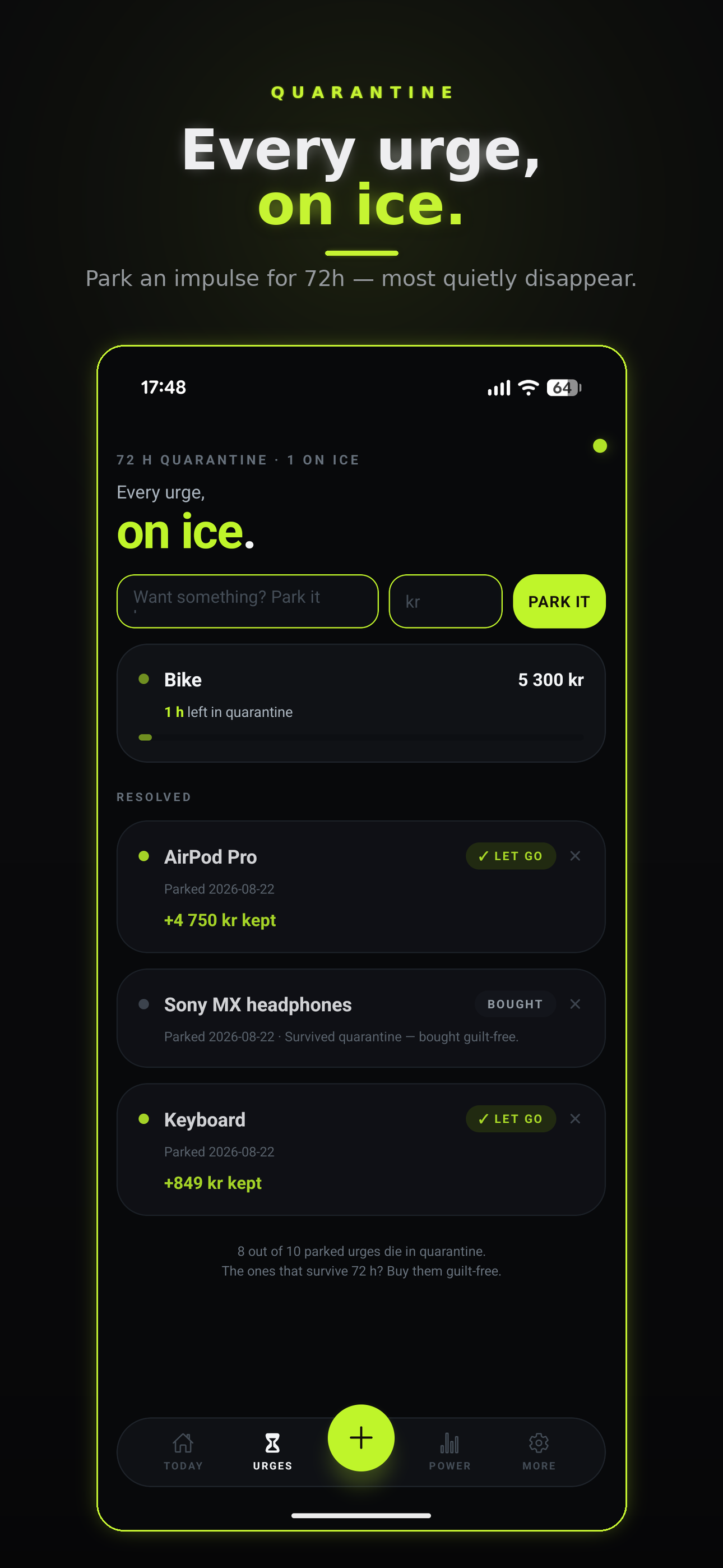 NoBuy On ice screen