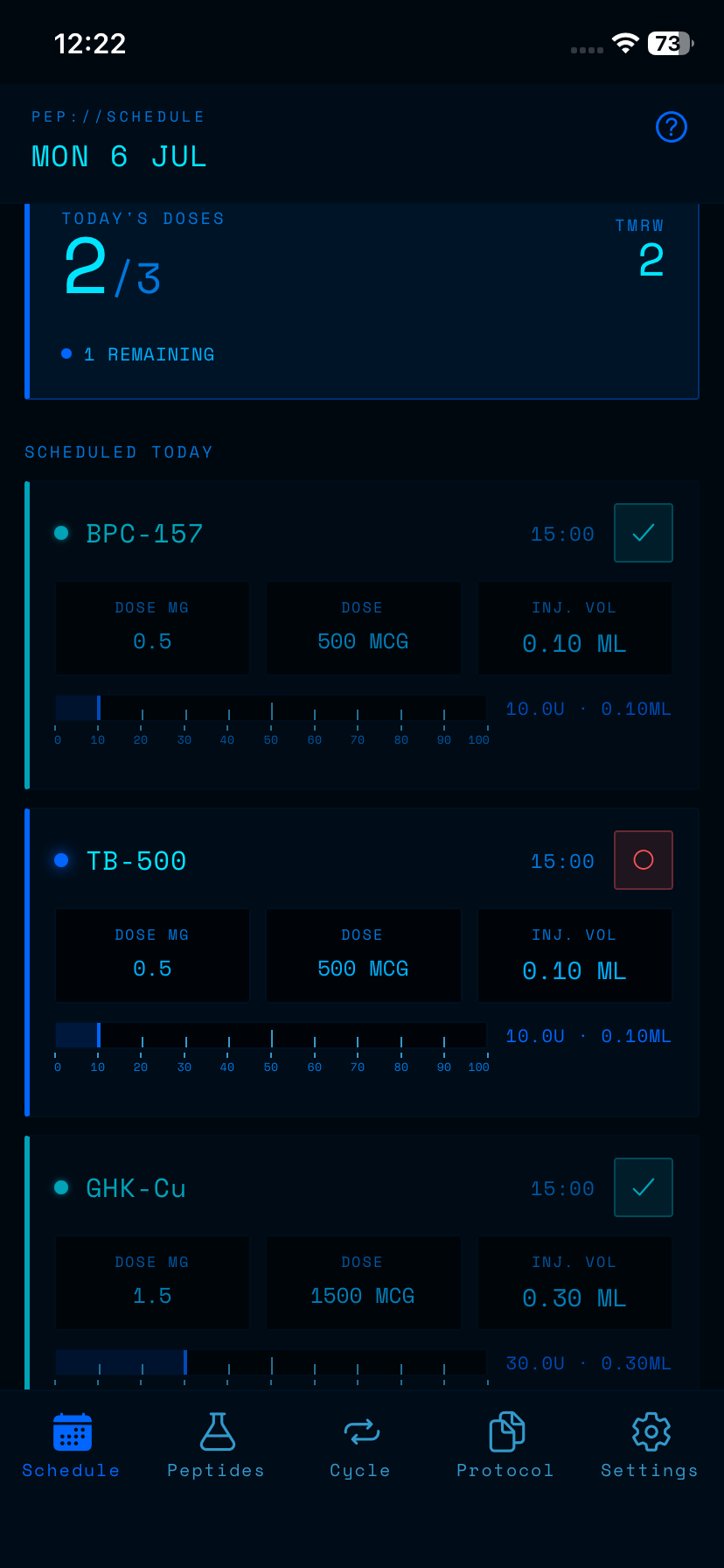 Pep Tracker Schedule view in CYBER theme